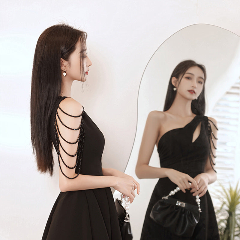Sexy Night Show Belly-Covering Work Clothes Night Store Graceful and Fashionable Dress Slim Backless Waist-Tight Women's Clothing