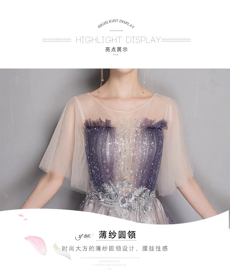 Starry Sky Dress Women's Light Luxury Minority High-End High-Grade Student Host Performance Banquet Adult Flash 2024 Banquet