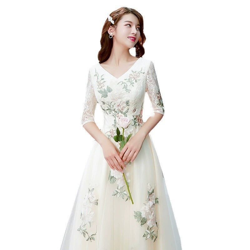 Annual Party Evening Dress Female Student Music Art Exam Piano Beauty Performance Dress Long Elegant Performance Costume Fairy