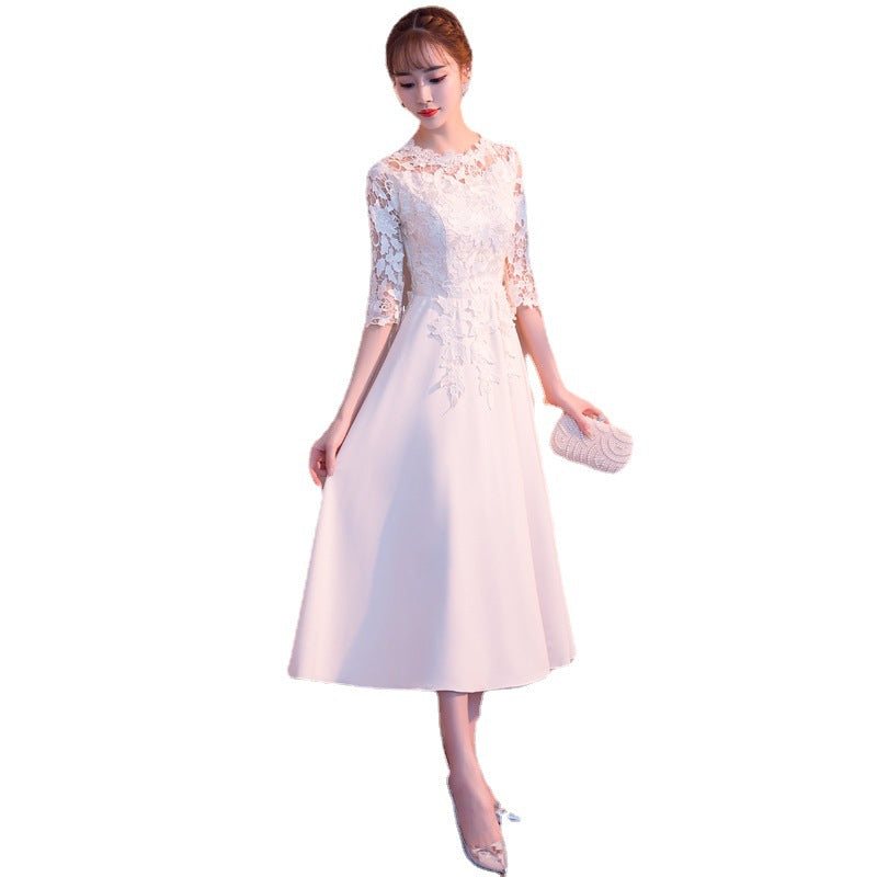 White Evening Dress Skirt Female 2024 New Daily Style Fairy Banquet Temperament Student Chorus Performance