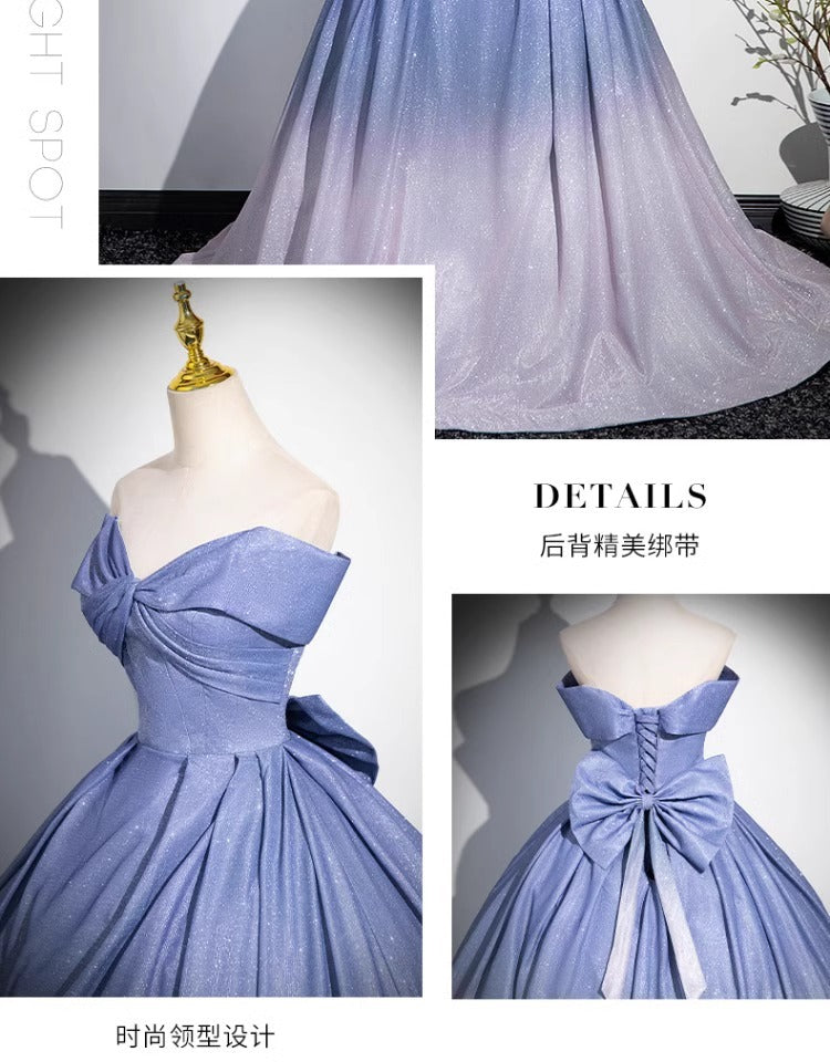 Blue Gradient Evening Dress 2024 New High Sense Host Solo Vocal Music Art Test Fairy Tube Top Dress