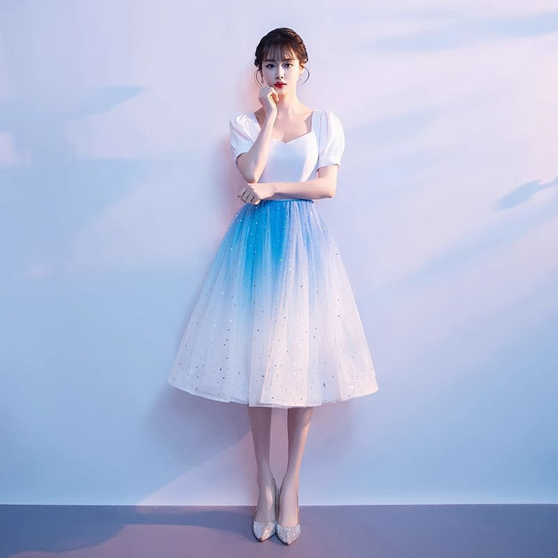 Red Song Choir Performance Dress for Women Modern Adult Banquet Conductor Dress Slim Gradient Color Art Exam Dress Academy Style