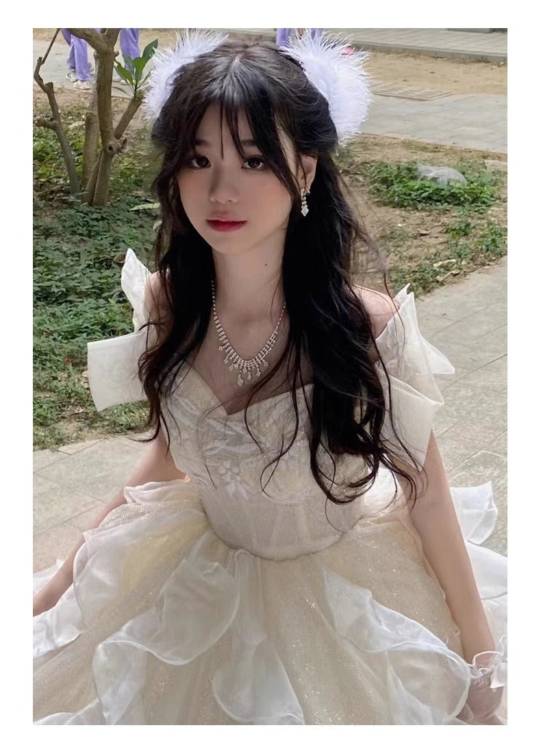 Princess Escape Evening Dress High-End Affordable Luxury 2024 New Fairy Host Pettiskirt Vocal Music Art Test Adult Ceremony