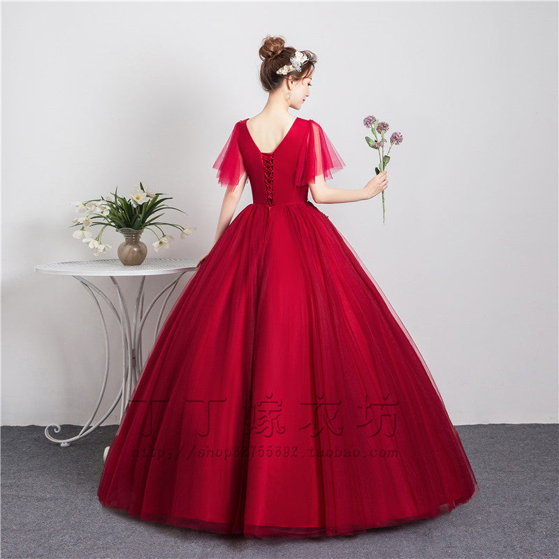 Colored Mesh 2024 New Bubble Skirt Vocal Music Student Art Exam Dress Female Long Bel Canto Solo Performance Costume Host