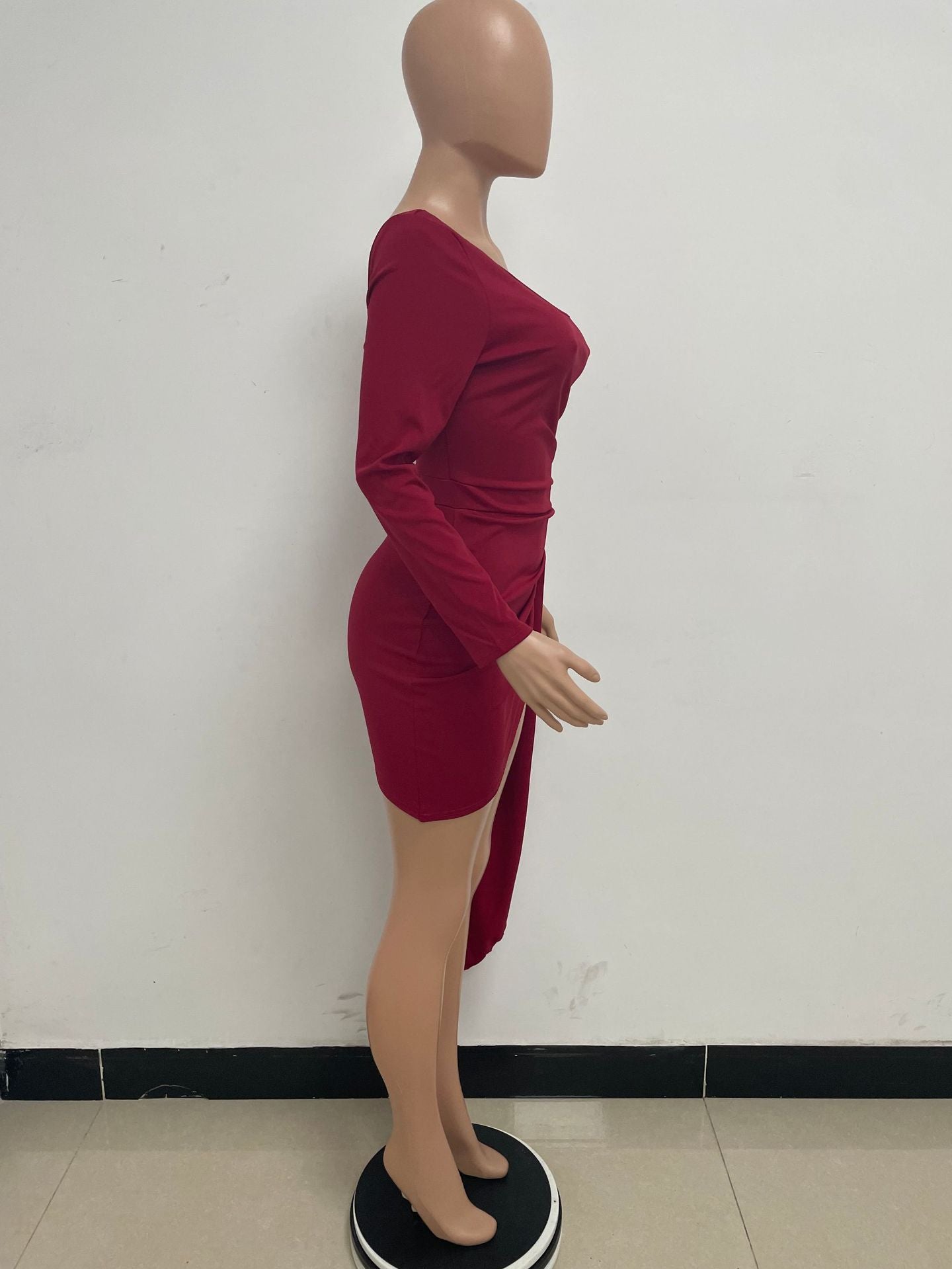 Summer Women's Dress Solid Color Backless Pleated Hip Skirt EBay Independent Stand Shoulder Long Sleeve Ribbon Dress Women