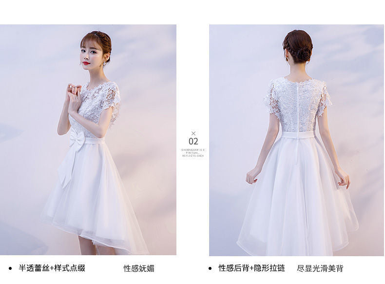 2024 New High Waist Toast Dress Bridal Wedding Dress Bridesmaid Wedding Dress Large Swing Belly Covering Lace Dress Long Dress