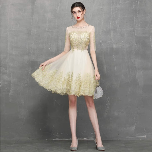 Foreign Trade Evening Dress 2024 Summer New Simple Temperament Bridesmaid Dress Banquet Host Small Dress Manufacturers Supply