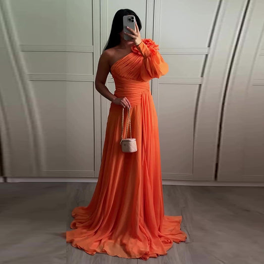 2024 Autumn New Europe and America Cross Border Amazon Cross-Border Women's Clothing Solid Color Socialite Style Temperament Slim-Fit Evening Dress