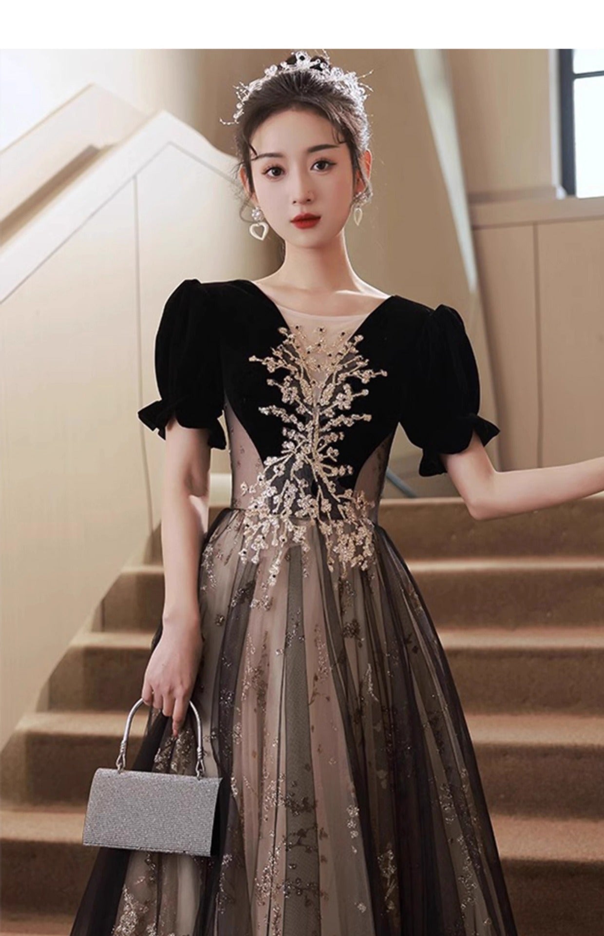 Banquet Evening Dress 2024 New Hepburn Style Annual Meeting Elegant Black Host's Dress Student Art Exam Dress