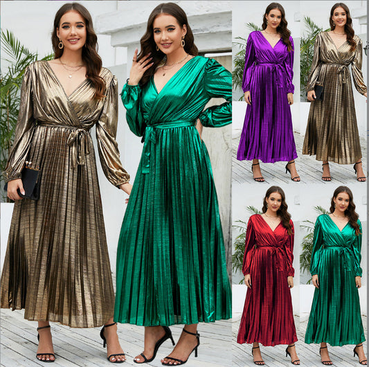 Dinner dress party dresses gala green golden purple red shining skirt long sleeve Women's Clothing New Slim Long Evening Dress Elegant Sexy Dress for Party H829