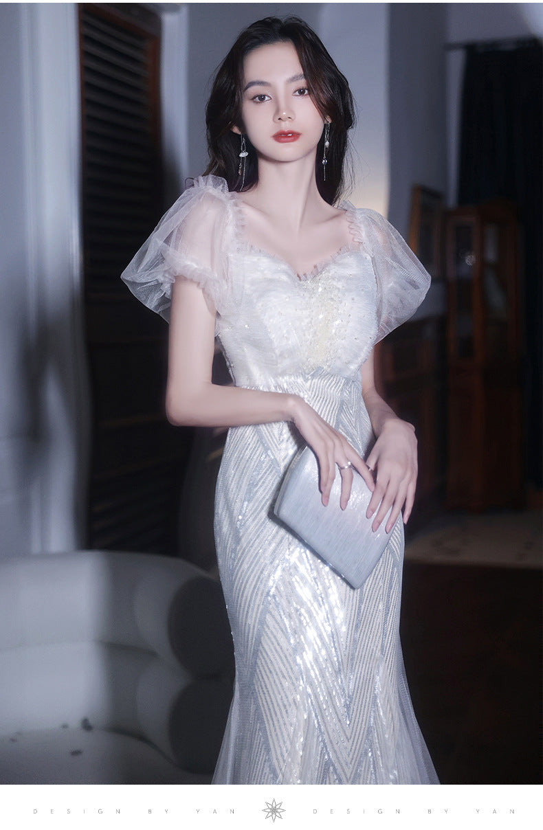 French Evening Dress Women's Banquet 2024 Fairy High-End Affordable Luxury Niche Dinner High-End High Sense Host Adult