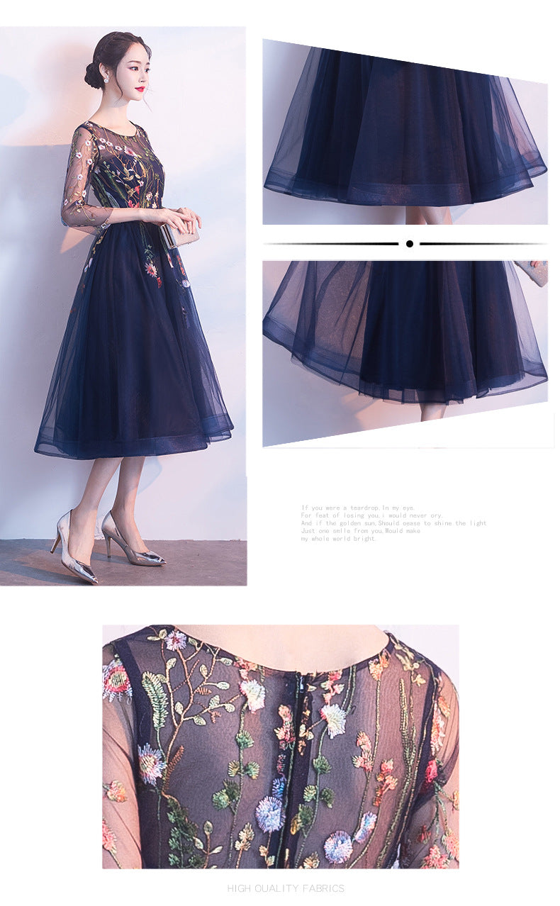 Banquet Evening Dress 040 New Fashion Elegant Dress for Women Small Dress Dress for Women Mid-Length Evening Dress