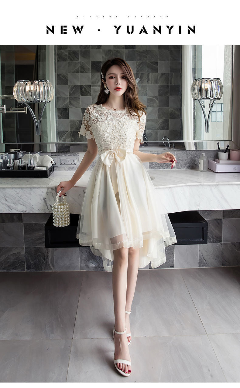 2024 New High Waist Toast Dress Bridal Wedding Dress Bridesmaid Wedding Dress Large Swing Belly Covering Lace Dress Long Dress