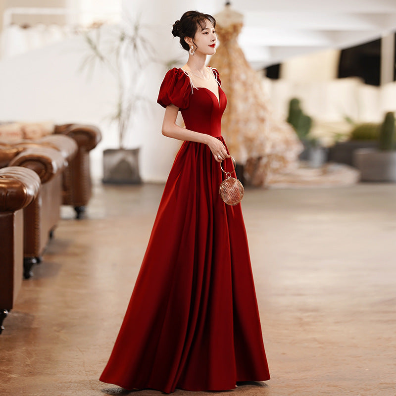 Pink Little Evening Dress Female High-End Banquet Temperament Entry Lux Senior Sense Niche Host Annual Meeting Vocal Music Art Test