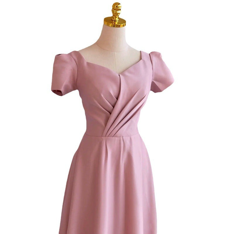 Bridesmaid Dress for Women 2024 New Summer Pink Small Wedding Daily Style Fairy Temperament Ladybros' Dress Women