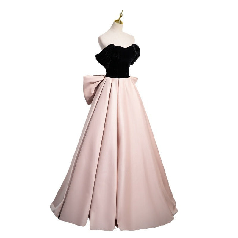 Evening Dress High-End Affordable Luxury Niche French Style High Sense Pink Banquet Annual Meeting Host Solo Vocal Music Art Test