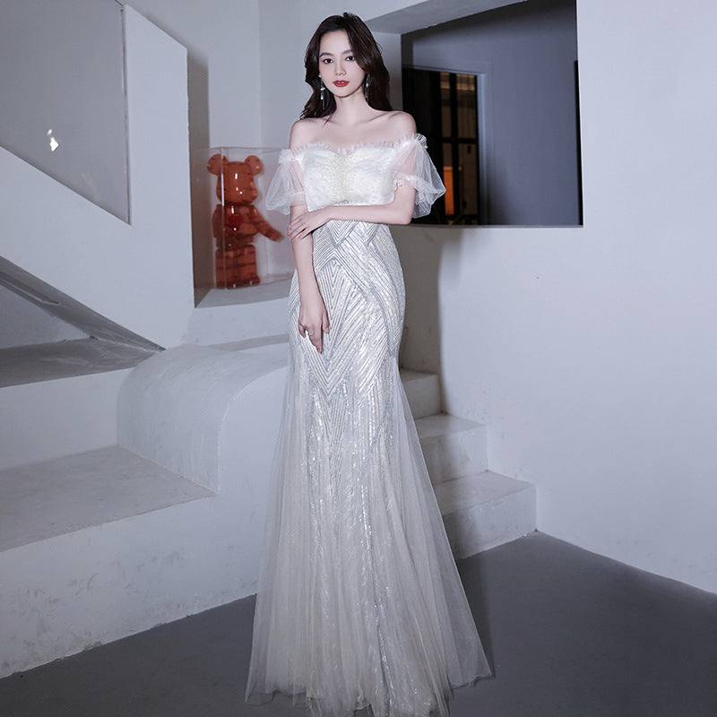 French Evening Dress Women's Banquet 2024 Fairy High-End Affordable Luxury Niche Dinner High-End High Sense Host Adult