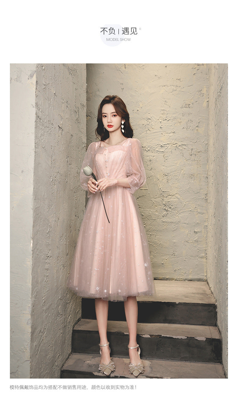 Banquet Evening Dress for Women 2023 New Slimming Long Sleeves Socialite Daily Style Dress Fairy Graceful Western Style Dress Dress