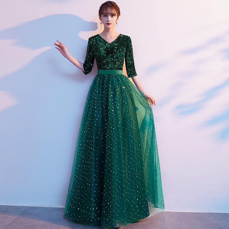 Evening Dress Sequin Green Long Dresses For Women Red Blue Skirt H990