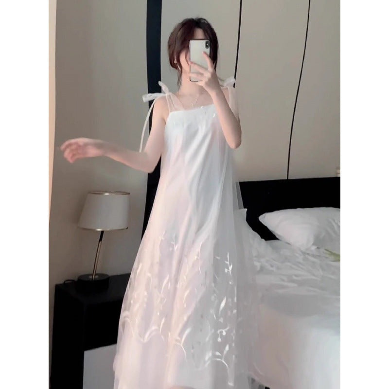 Streamer French Wedding Morning Gowns Female Bride High-End Sense Niche White Light Yarn Wedding Pajamas Morning Shot Dress