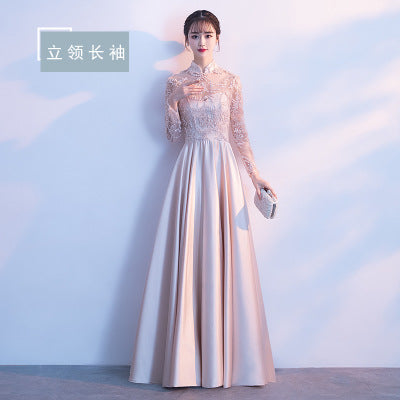 Long Bridesmaid Dress 2024 New Spring and Summer Korean Style Slim Fit Slimming Sisters Group Dress Performance Graduation Dress for Women