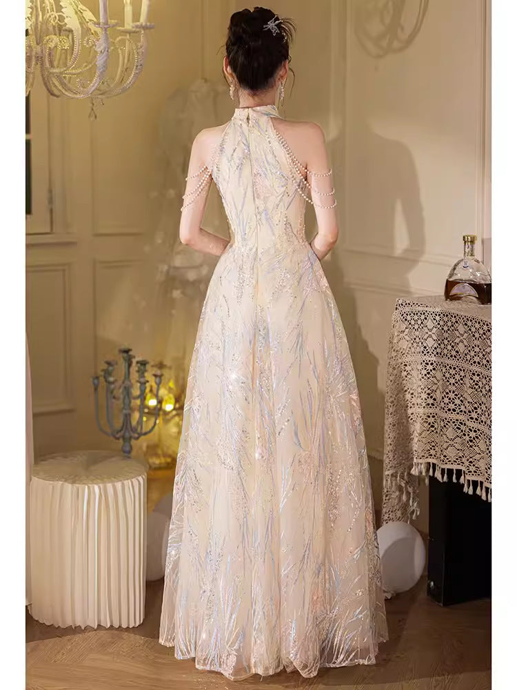 New Chinese Style High-End Light Luxury Engagement Evening Dress Women's 2024 New High-End Toast Dress Bride Temperament Long