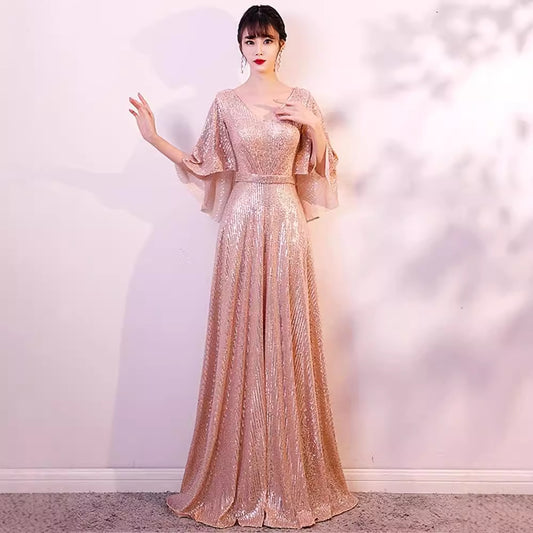 Sequined Chorus Costume Female Dress Choir Adult Command Uniform Banquet Annual Meeting Host Evening Dress Spring