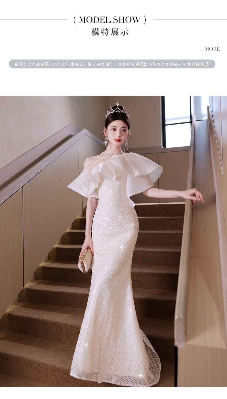 Evening Dress for Women Light Luxury Minority High-End High-Grade Host French Fishtail Heavy Industry Party Elegant