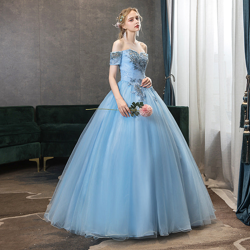 Evening Dress Pettiskirt Host Long Performance Dress Vocal Music Art Test Student Bel Canto Solo Stage Annual Party Dress Female