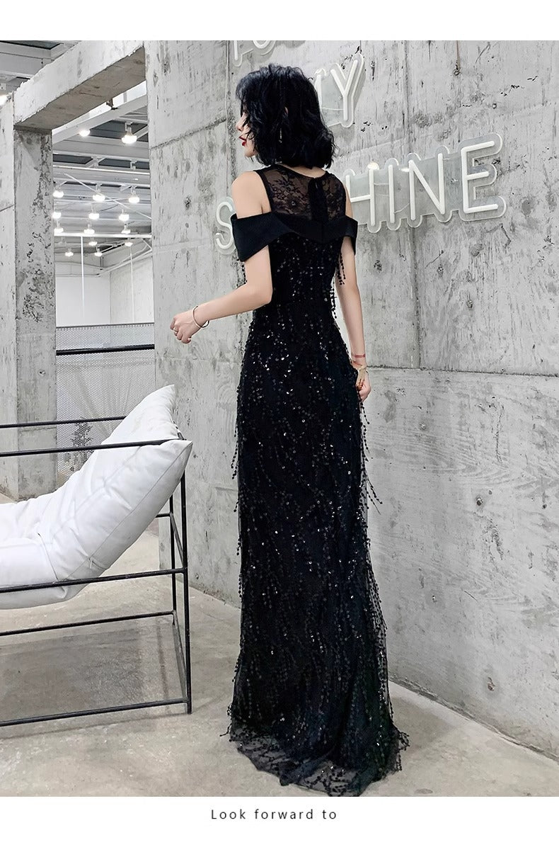 Black Dress for Women 2024 New High-End Affordable Luxury Elegant High-Grade Socialite Host Banquet Evening Dress Dress