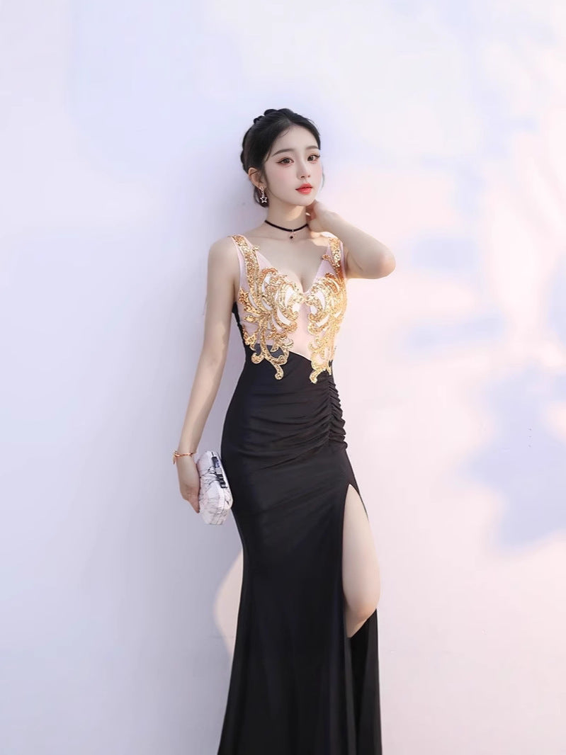 Sexy Dress Ladies Temperament Banquet Evening Dress Hotel KTV Club Public Relations Glade Dress Long Dress