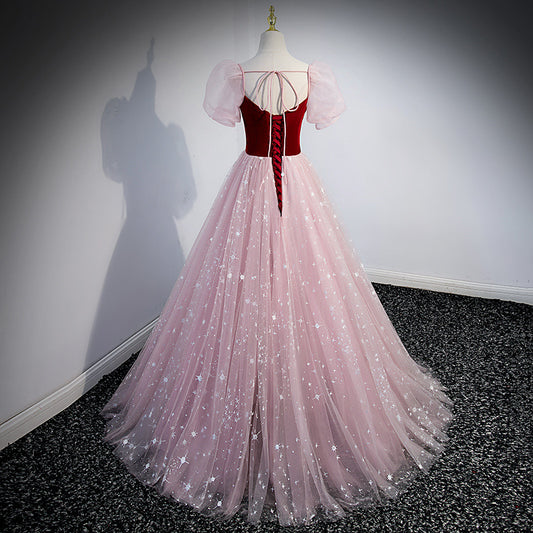 French Princess Dress Evening Dress Female Adult Ceremony Fairy Starry Sky Gradient Dress Student Graduation Ceremony Piano Performance
