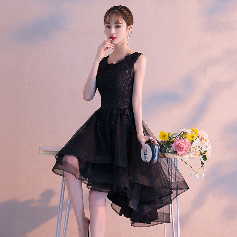 Wholesale Black Evening Dress for Women 2024 New Elegant Small Banquet Party Short Host Slimming Evening