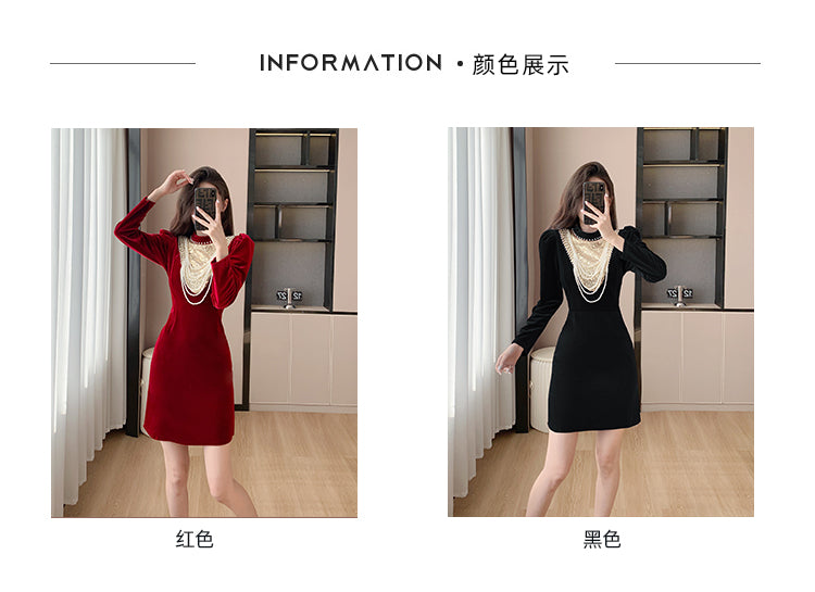 Toast Dress Bride 2023 Winter New Velvet Long Sleeves Engagement Evening Dress Women's High-Grade Host Dress