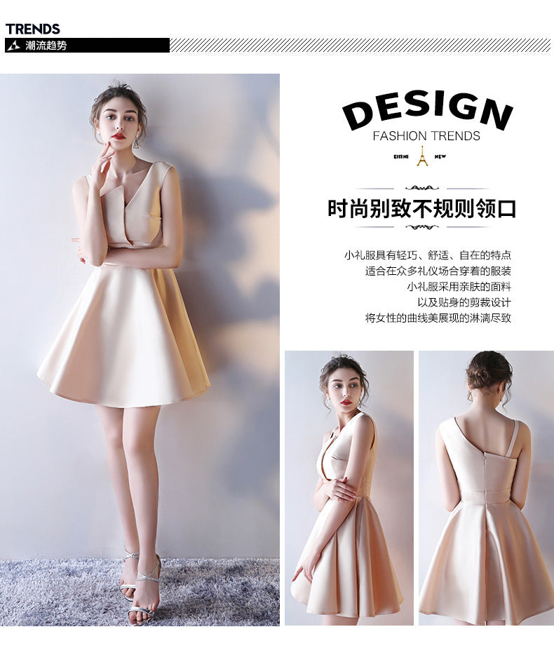 2024 New Banquet Evening Dress Korean Bridesmaid Dress Short Student Party Party Dress Dress Girl