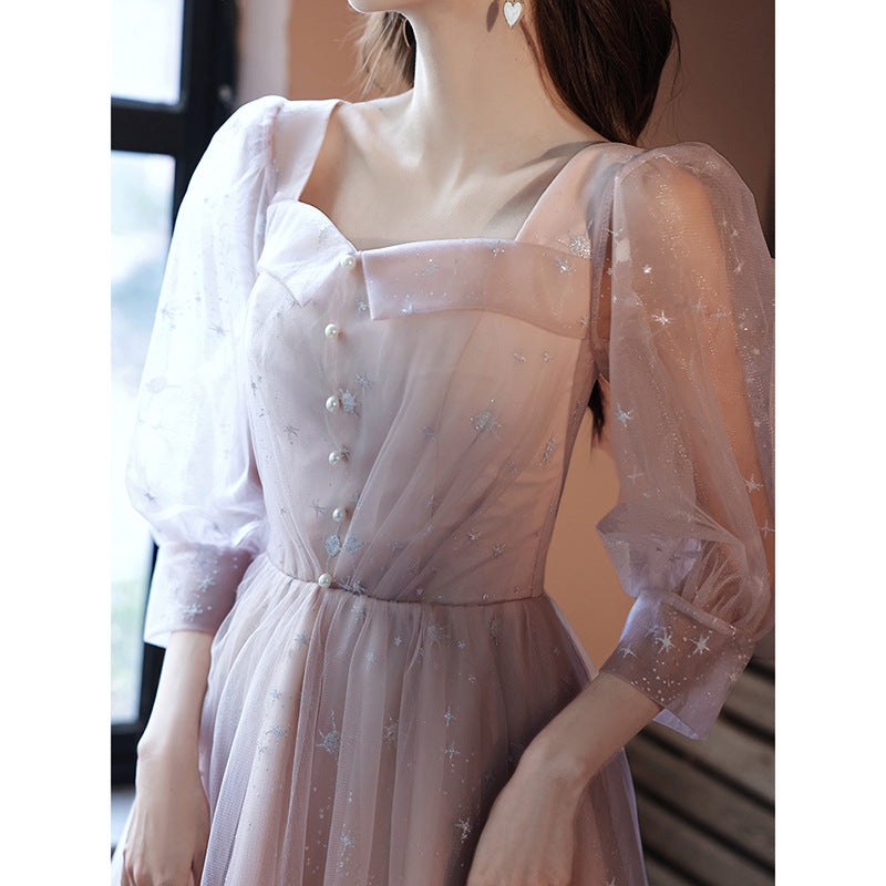 Banquet Evening Dress for Women 2023 New Slimming Long Sleeves Socialite Daily Style Dress Fairy Graceful Western Style Dress Dress