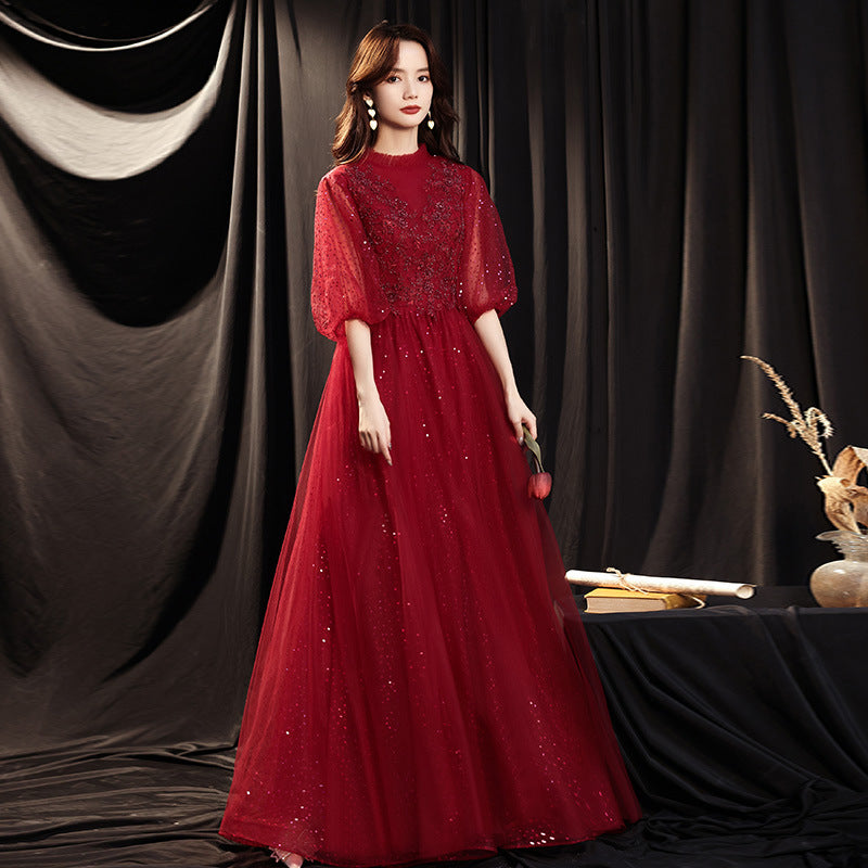 Banquet Evening Dress 2024 New Autumn Graceful and Fashionable Bridesmaid Dress Socialite Grand Host Annual Party Evening Dress