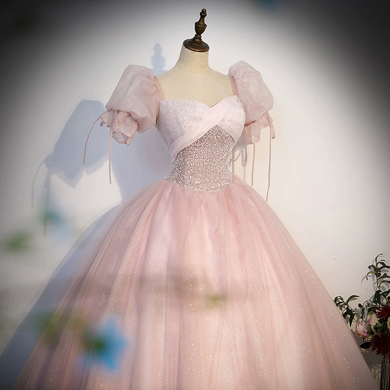 Engagement Evening Dress Pink Princess Bride Toast Dress Stage Performance Solo Wedding Dress Host Formal Dress Wholesale