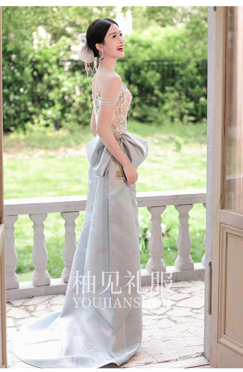 New Chinese Style Morning Gowns Women's 2024 New High-Grade Wedding Toast Clothing Light Luxury Minority Bride Engagement Formal Dress Summer