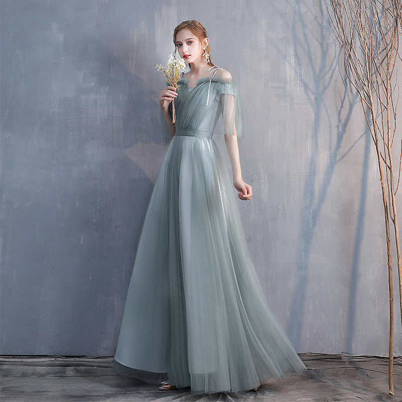 Bridesmaid Dress 2024 New Spring Mori Fairy Bridesmaid Ladybro Dress Dress Long Slim-Fit Banquet Evening Dress for Women