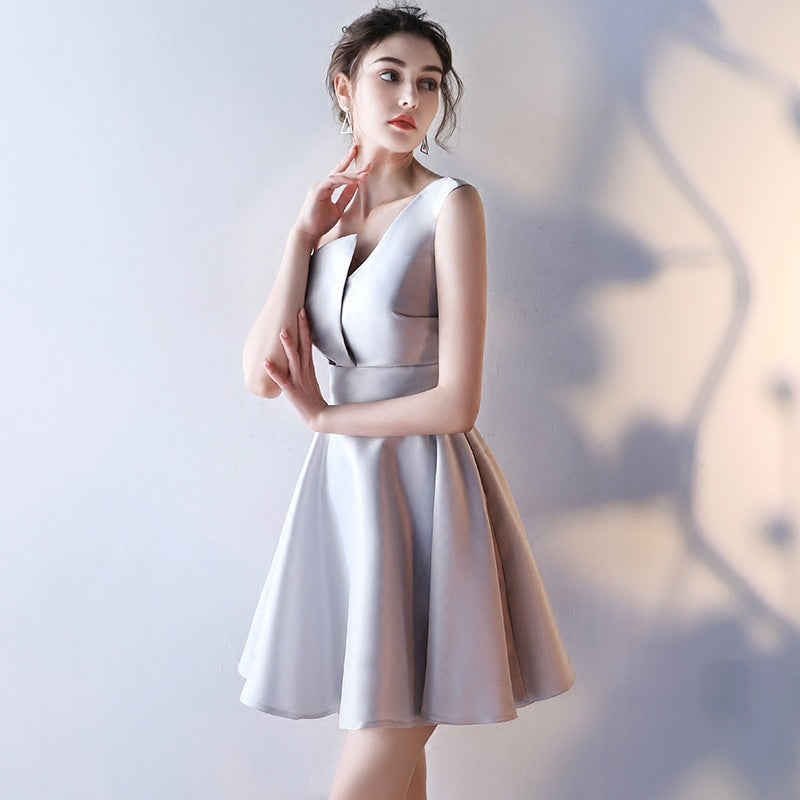 2024 New Banquet Evening Dress Korean Bridesmaid Dress Short Student Party Party Dress Dress Girl