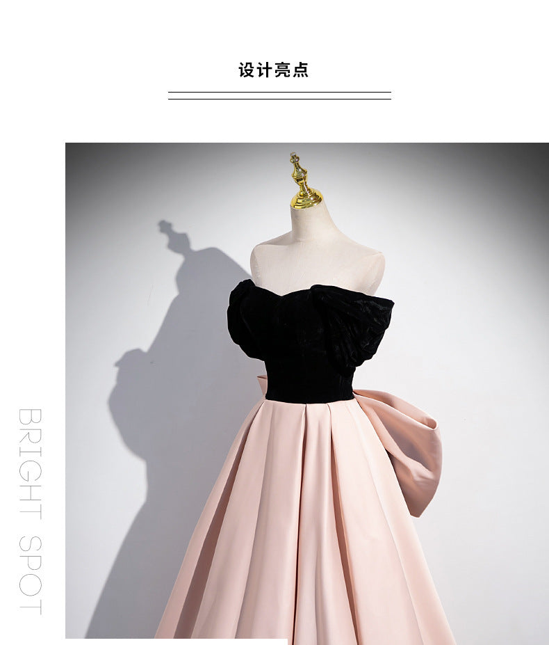 Evening Dress High-End Affordable Luxury Niche French Style High Sense Pink Banquet Annual Meeting Host Solo Vocal Music Art Test