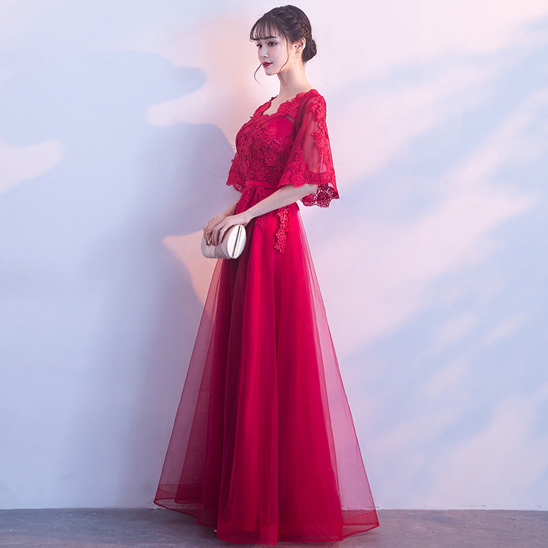 Bridal Toast Clothing 2024 New Autumn Plump Girls plus Size Slim Fit Slimming High Waist Maternity Wedding Evening Dress