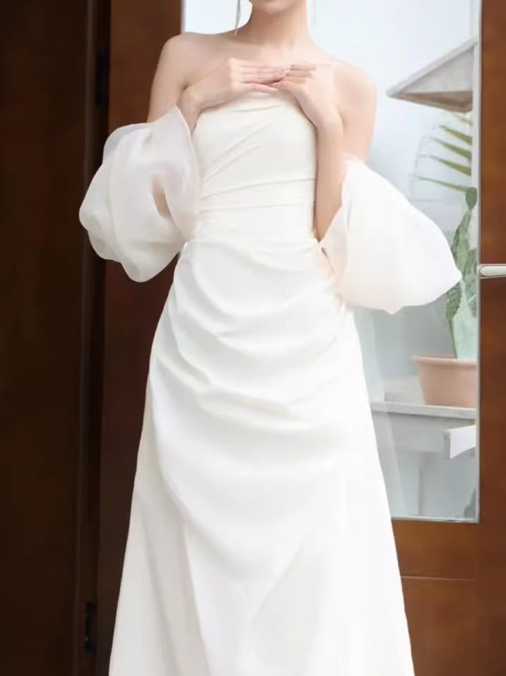 French Light Wedding Dress Bridal Outdoor Travel Shooting Dress Light Luxury Minority High-End Welcome Yarn Toast Dress