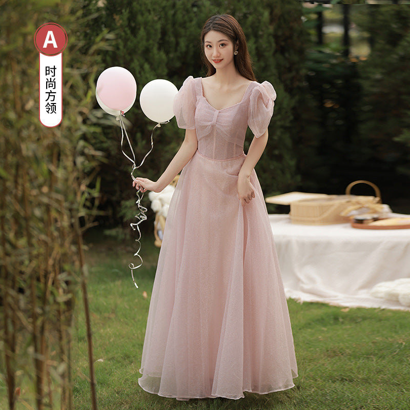 Bridesmaid Dress 2024 New Summer Long Fairy Temperament Slimming Niche Ladybros' Dress Girlfriends Clothes Simple and Elegant