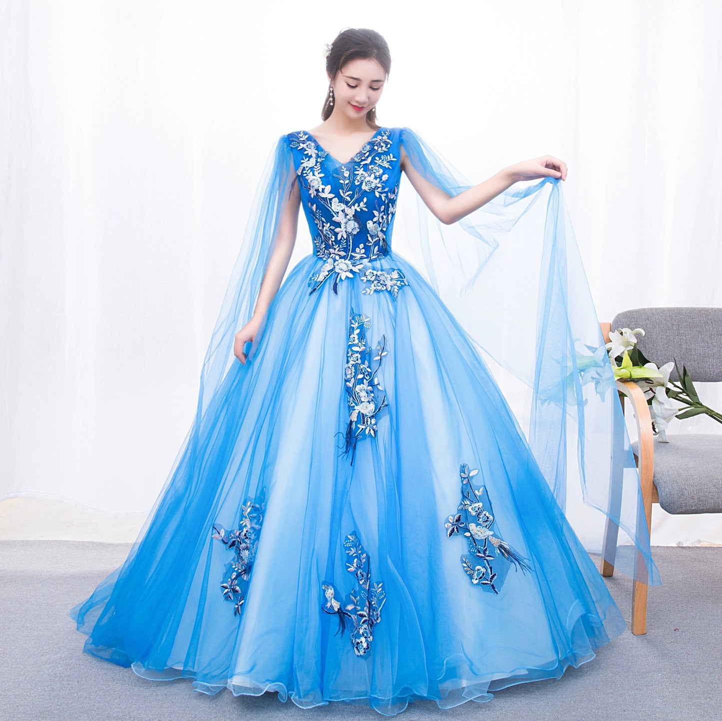 New Style Solo Beauty Evening Dress Women's Long Elegant Studio Colored Mesh Annual Party Performance Costume Banquet Pettiskirt Slimming