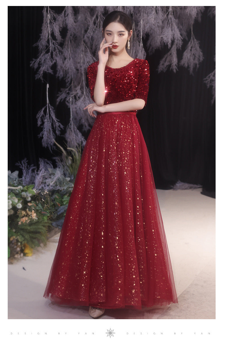 Annual Party Evening Dress Women's 2024 New Banquet Temperament High-End Affordable Luxury Niche Adult Ceremony Choral Performance Host Dress