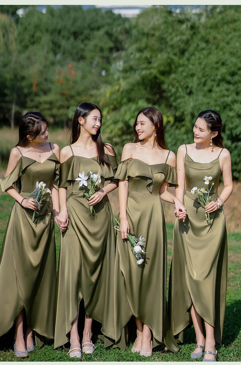 Bridesmaid Dress Girlfriends Group2023Summer New Satin Long Bridesmaid Dress for Sisters Graceful Mori Ladies Banquet