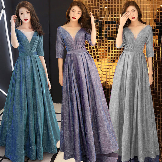 Banquet Elegant Evening Dress 2024 New Party Host Party Dress Simple and Generous Temperament Fairy Series