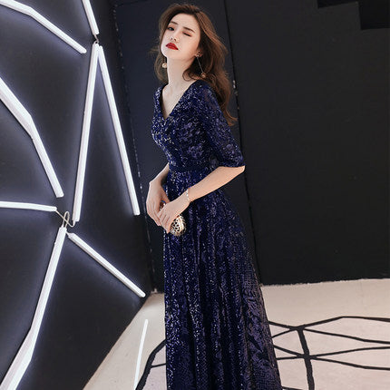 Bridal Toast Clothing 2024 Summer New Wine Red Marriage Engagement Back-to-Door Long Dinner Chinese Style Toast Dress